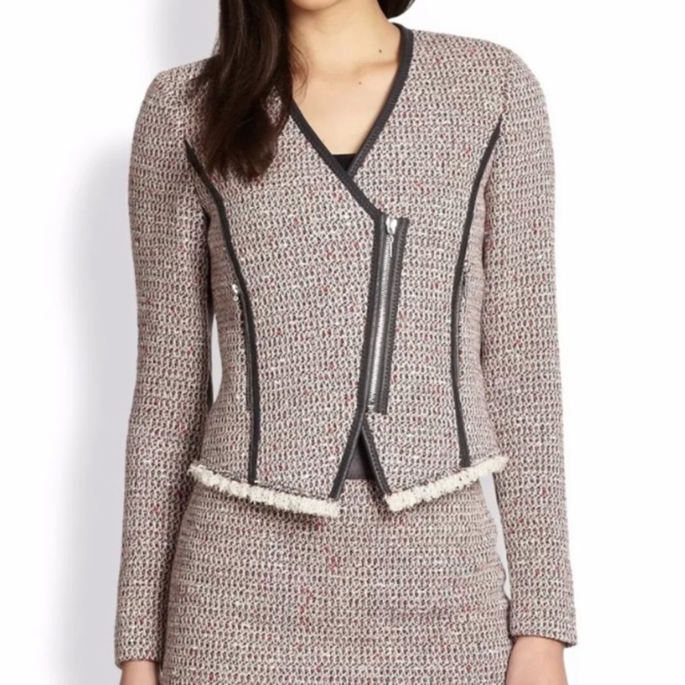 🩶🩷REBECCA TAYLOR Tweed Zip Up Moto Inspired Jacket